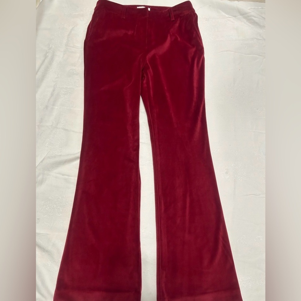 Maison d’Amelie Paris Red Velvet Flare Pants Women’s Size 8
